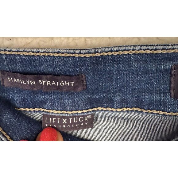 NYDJ Jeans Womens 4 Blue Marilyn Straight Mid Rise Light Wash Lift Tuck‎ 30x28 - Picture 7 of 7